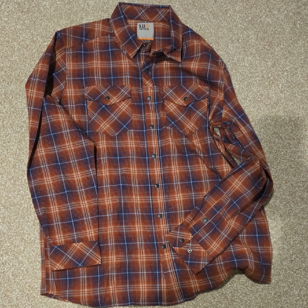 5.11 Tactical Red and Blue Casual Button Down Shirt